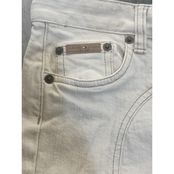TOMMY HILFIGER Vintage Y2K Cream Jean Mid Rise Flare Pants Junior's Size 9 - Picture 3 of 5